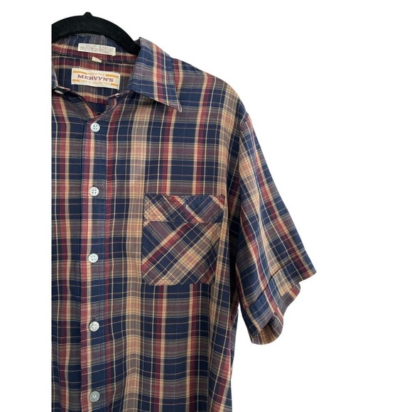 Vintage Men’s Plaid Button Up Shirt Size M Mervyn’s - Picture 2 of 4